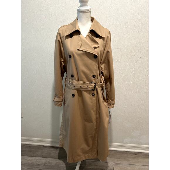 Calvin Klein Jeans Women's Soft Cotton Gabardine Trench Coat Double-Breasted L - Picture 7 of 13